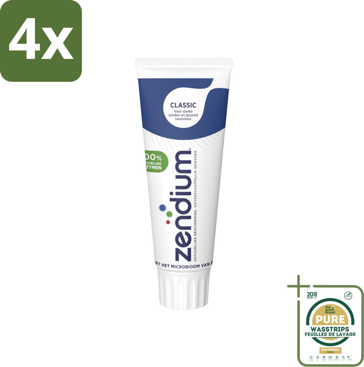 Zendium Tandpasta Classic 75 ml - Voordeelverpakking - 4 stuks - Gezond microbioom - Fluoride