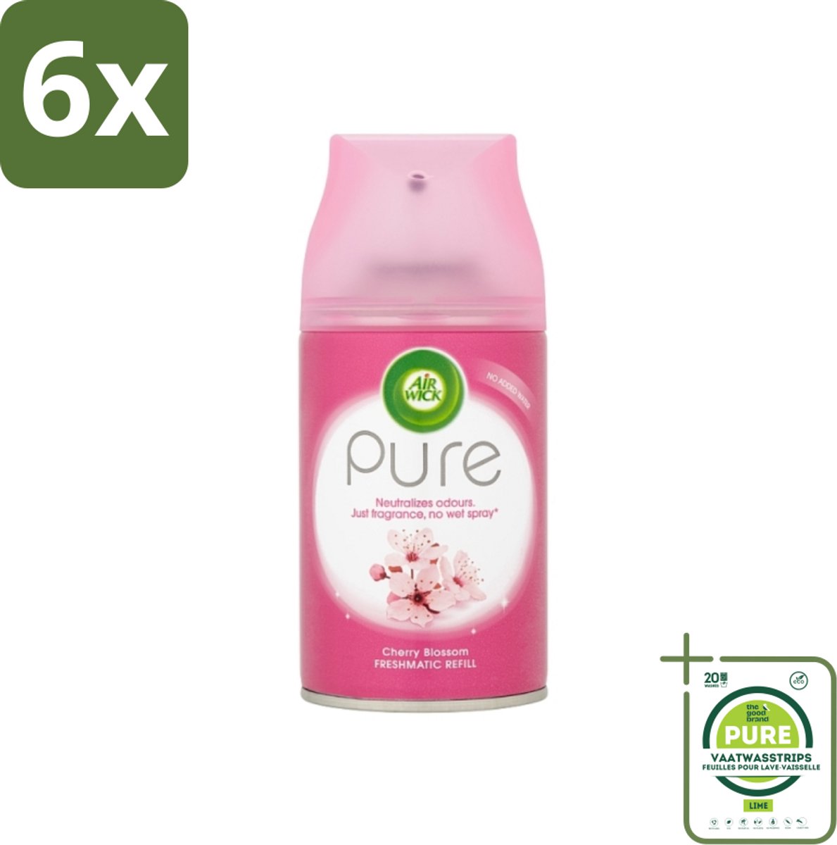 Air Wick - Luchtverfrisser Navulling - Kersenbloesem - Automatische Spray - 250 ml - Voordeelverpakking - 6 stuks - Kersenbloesem - Essentiële oliën