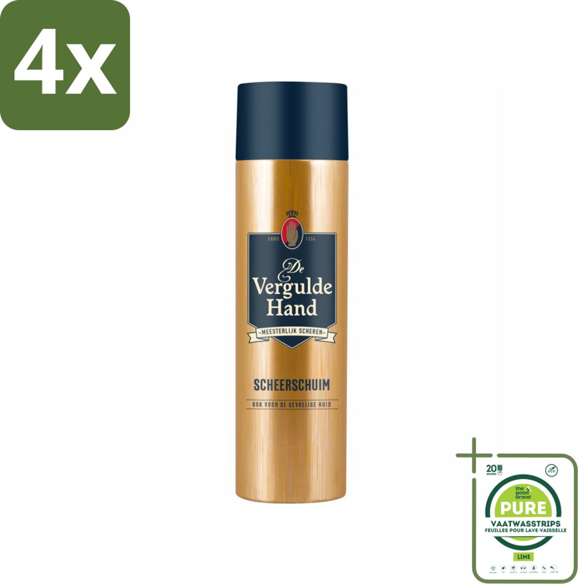 Vergulde Hand Scheerschuim 250 ml - Voordeelverpakking - 4 stuks - Scheerschuim - Authentieke scheerbeleving