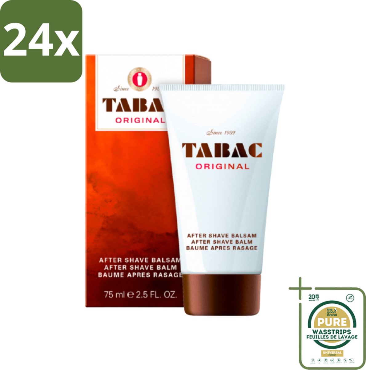 Tabac Original Men - Aftershave Balsem - Verzachtend - 75 ml - Voordeelverpakking - 24 stuks - Scheren na - Droge huid