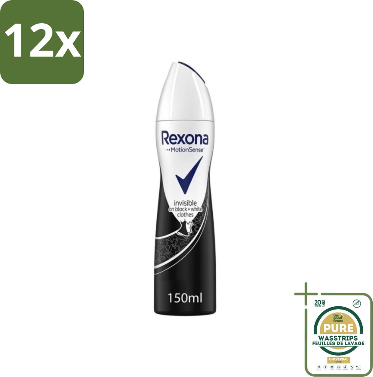 Rexona - Invisible Diamond - Deodorant Spray - Anti-perspirant - 150 ml - Voordeelverpakking - 12 stuks - Deodorant spray - Zweetbescherming