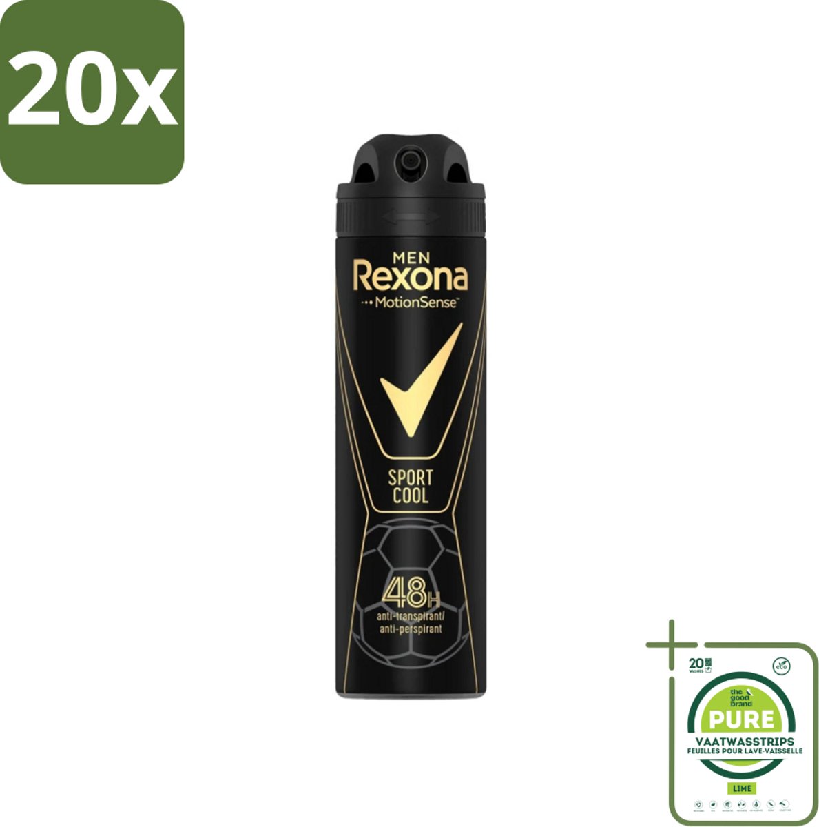 20 x Rexona Men - Sport Cool - Deodorant Spray - Anti Transpirant - 150 ml - Grootverpakking - Sport Deodorant - Anti Transpirant - Zweetvermindering - Deodorant Spray - Mannelijke Deodorant