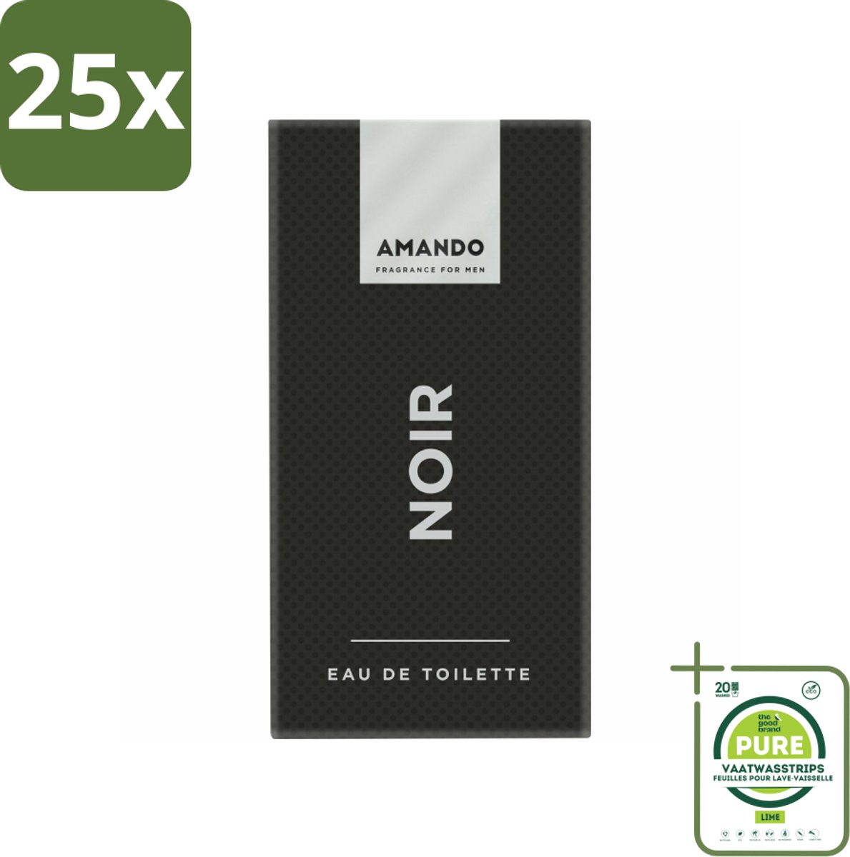 25 x Amando Noir Eau de Toilette 50 ml - Grootverpakking - Amando Noir Eau De Toilette - Mannelijke Geur - Klassieke Geur - Kruiden - Specerijen