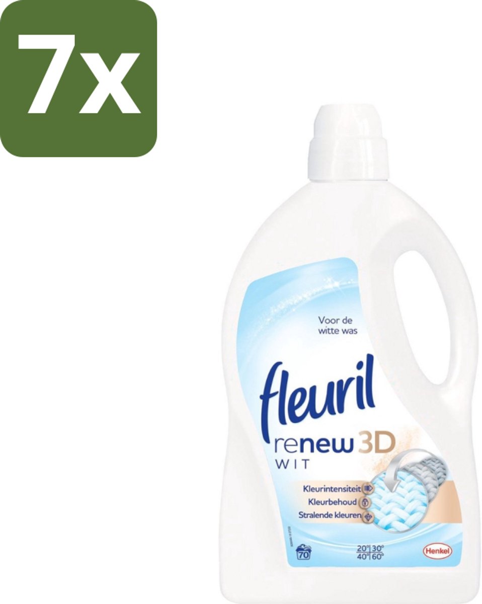 7 x Fleuril - Renew 3D - Vloeibaar Wasmiddel - Witte Was - 70 Wasbeurten - Wasmiddel Witte Was - Witte Was - Wasbeurt - Wasmiddel 3D - Kleurbehoud