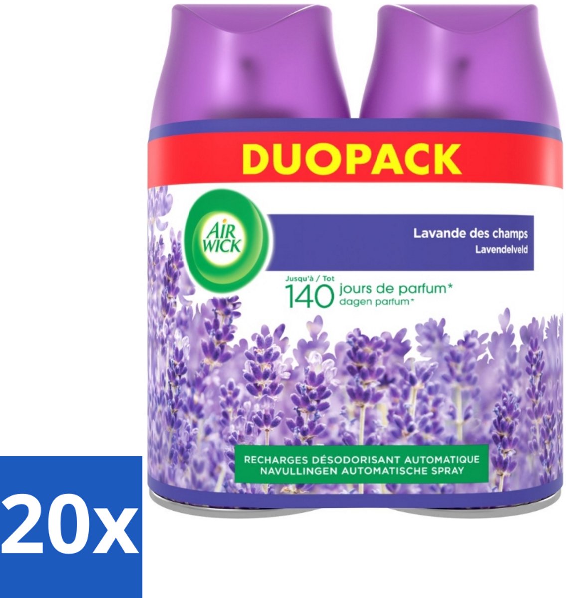 20 x Air Wick Freshmatic - Luchtverfrisser Navulling - Pure Fresh Lavendel - Bundel - 2x250ml - Lavendelgeur - Geurverspreider - Geur In Huis - Geur In Woning - Geur In Badkamer