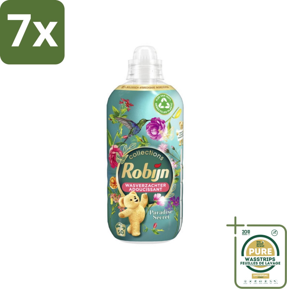 7 x Robijn Collections - Wasverzachter - Paradise Secret - Biologisch Afbreekbaar - 1,25L - 50 Wasbeurten - Grootverpakking - Wasverzachter - Wasverzachter Paradise Secret - Wasverzachter 1.25 L - Wasverzachter 50 Wasbeurten - Wasverzachter Luxe Geur