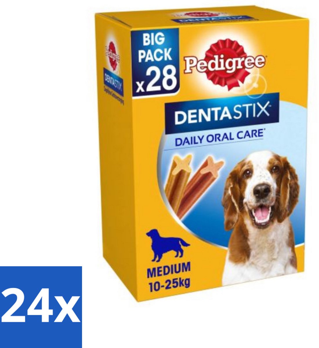 24 x Pedigree - Dentastix - Medium - Multipack - 28 Stix - 720 Gram - Hondensnacks - Tandenpoetsen - Gebitsgezondheid - Tandplak - Tandsteen