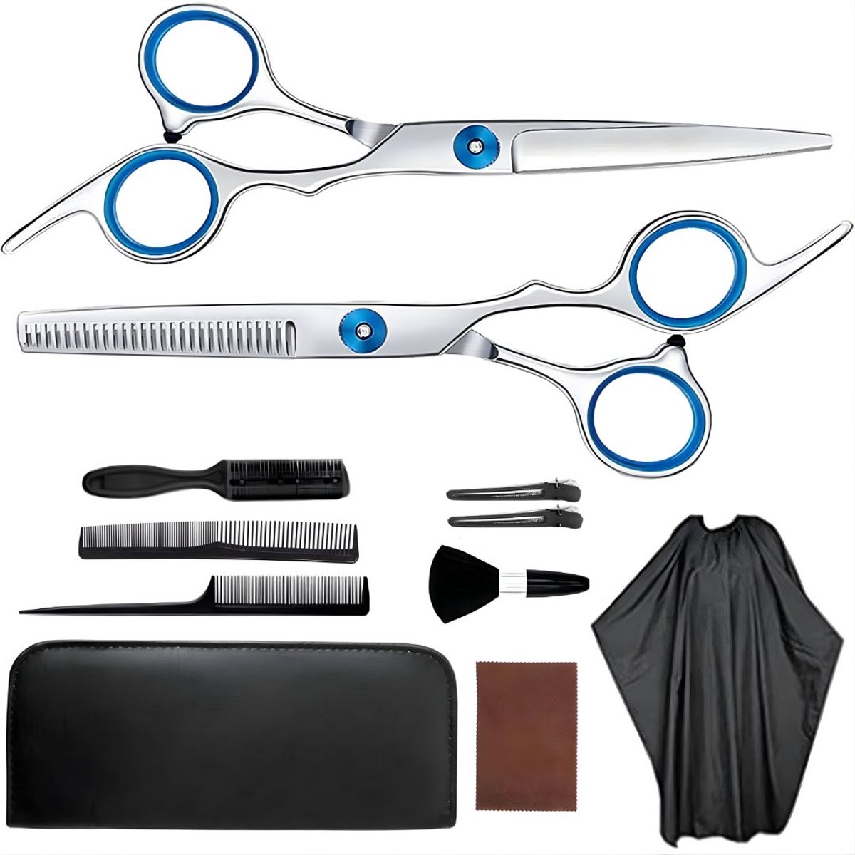KIRA® Kappersmantel - Tondeuse Set - Kappersset - Zilver/Blauw - 24cm x 18cm x 3cm