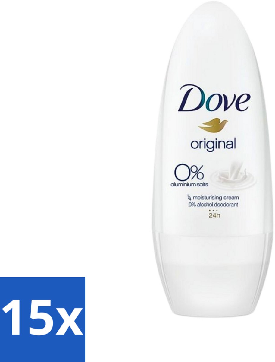15 x Dove Original - Deodorant Roll-on - 50 ml - Dove Original Deodorant Roll-on - Deodorant Oksels - Alcoholvrije Deodorant - Frisse Oksels - Hydraterende Crème