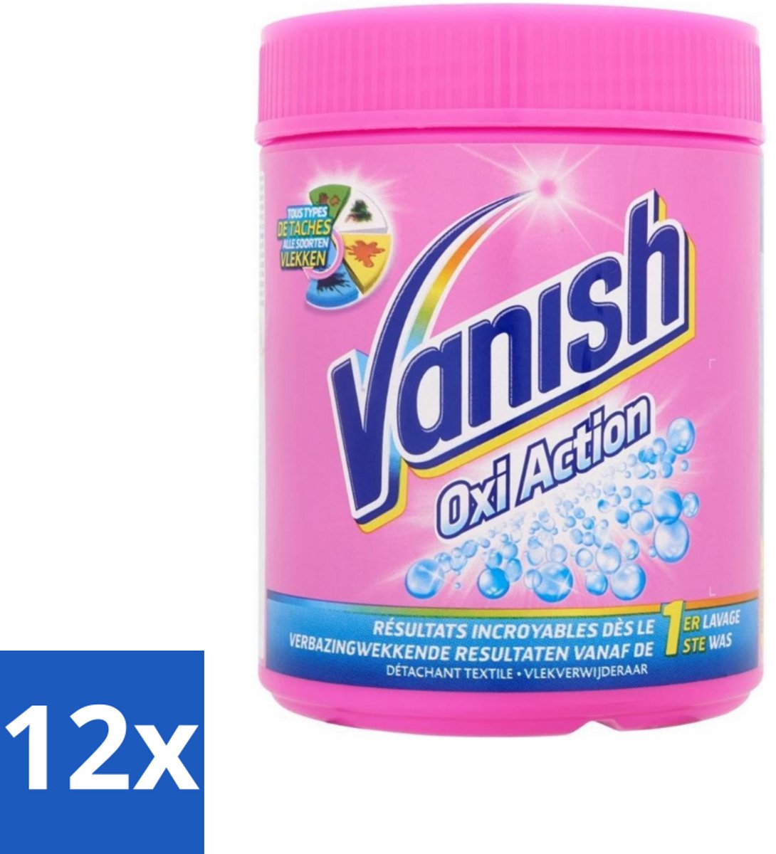 12 x Vanish Oxi Action - Vlekkenverwijderaar Poeder - Zonder Bleek - Gekleurde Was - 500 Gram - Vlekkenverwijderaar - Waspoeder - Gekleurde Was - Vlekken Verwijderen - Wasmiddel
