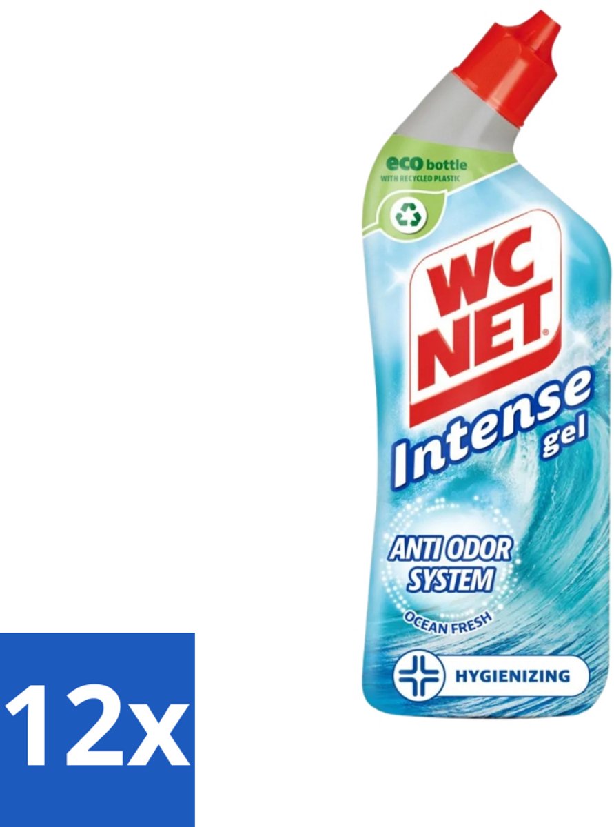 12 x WC Net - Toiletreiniger - Gel - Ocean Fresh - Verwijderd Geuren - 750 ml - Toilet Schoonmaak - Wc Reiniger - Geurverwijderaar - Ocean Fresh - Langdurige Geur