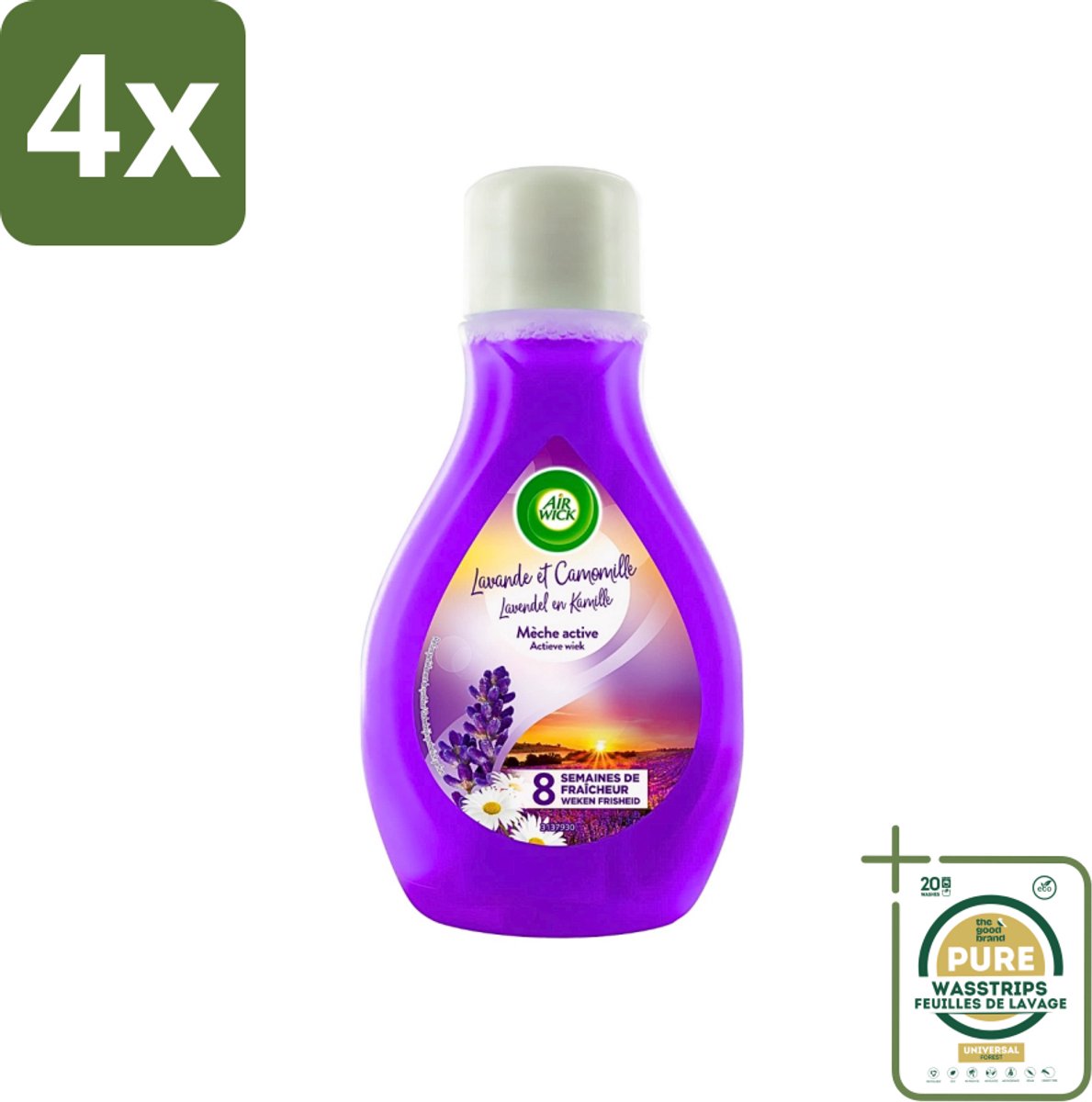 Air Wick - Actieve Wiek Luchtverfrisser - Lavendel & Kamille - 375ml - Voordeelverpakking - 4 stuks - Kamille - Geur