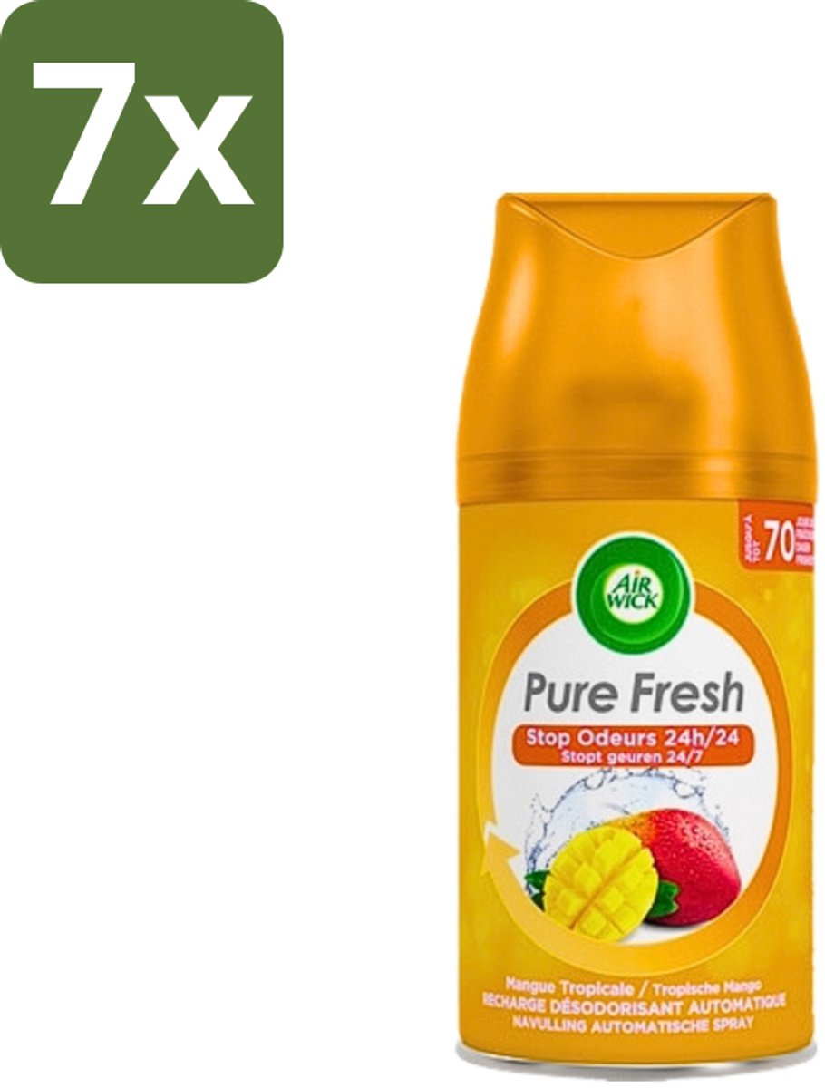 7 x Air Wick Freshmatic - Luchtverfrisser Navulling - Tropische Mango - 250ml - Tropische Mango - Geurverspreider - Geur - Luchtverfrisser - Navulling