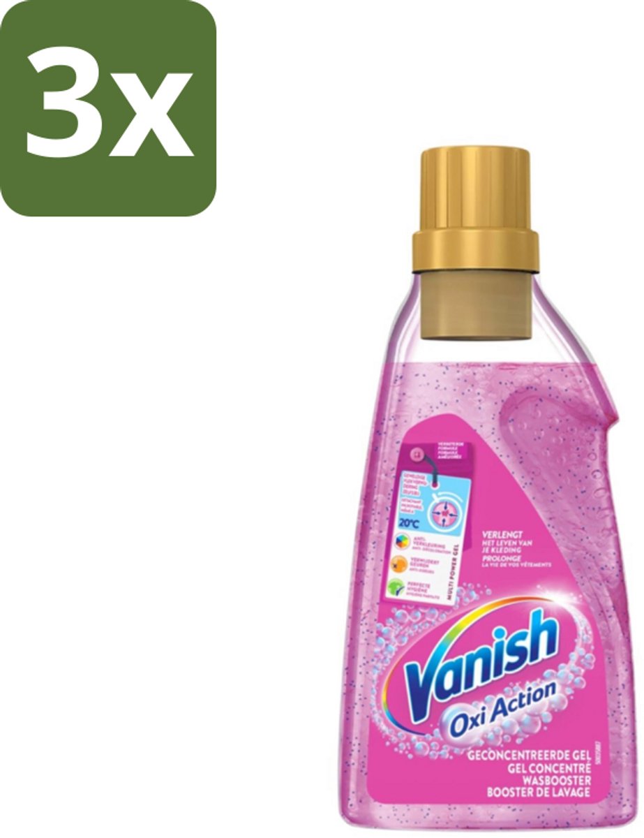 3 x Vanish Oxi Action - Vlekkenverwijderaar Gel - Zonder Bleek - Gekleurde Was - 15 Wasbeurten - Vlekverwijderaar - Wasbooster - Kleuroverdracht - Geurneutraliseren - Wasbeurt
