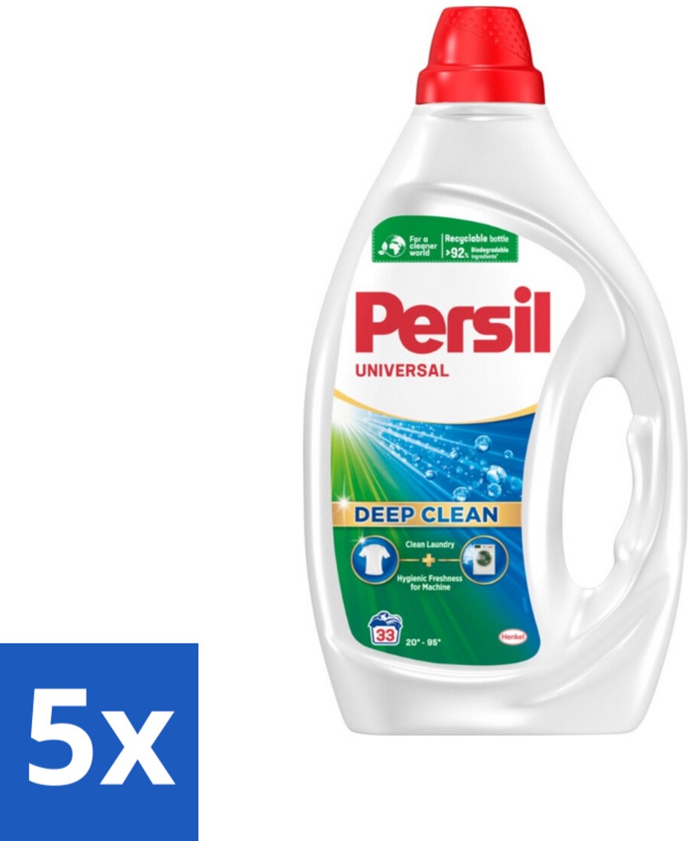 5 x Persil Wasmiddel Gel 33 Wasbeurten Universal 1,485 liter - Persil Universal Gel - Wasmiddel - Vlekverwijdering - Frisheid - Wasmachine