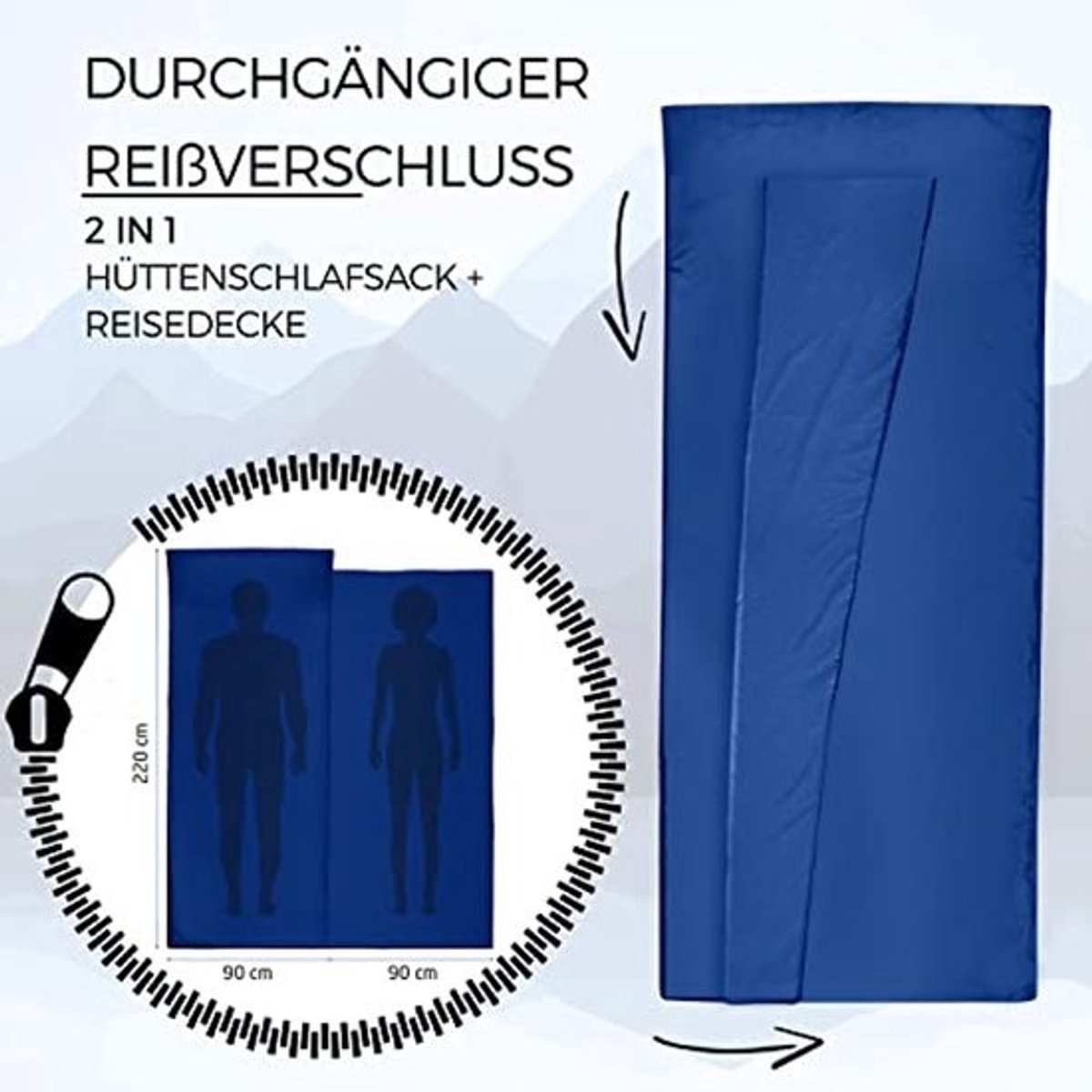 2-in-1 Slaapzak en Lichtgewicht Reislaken XL voor Comfortabele Overnachtingen