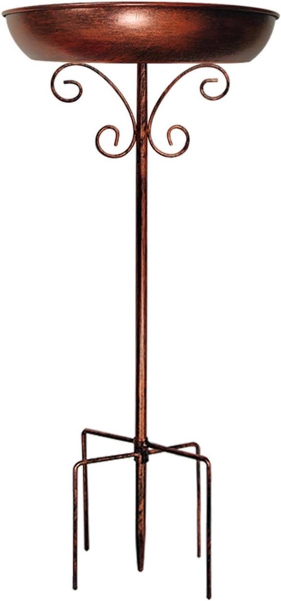 Vogelbad Staand - Waterbad Tuin - Vogels Voeren - Winterbestendig Metaal - 76 cm Hoog - Roestlook