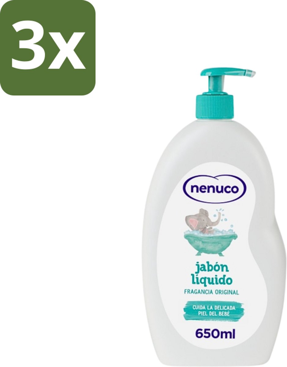 Nenuco - Jabon Líquido - Vloeibare Zeep - Originele Geur - Met Doseerpomp - 650 ml - Bulkverpakking - 3 stuks