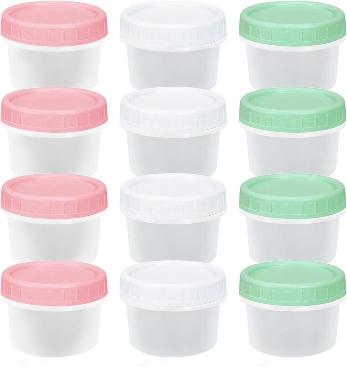 longziming - Set van 12 Kleine Plastic Bewaardoosjes met Deksel - Herbruikbare Snackdoosjes - 120 ml - Voor Snacks, Voedsel, Lunch en Opbergen