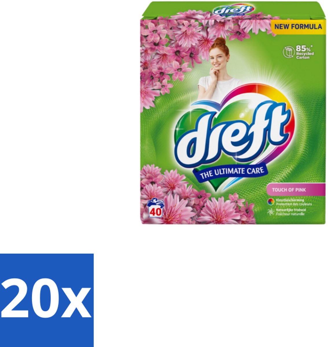 Dreft – Touch Pink – Poeder Wasmiddel – 2,6 kg – 40 wasbeurten - Bulkverpakking - 20 stuks