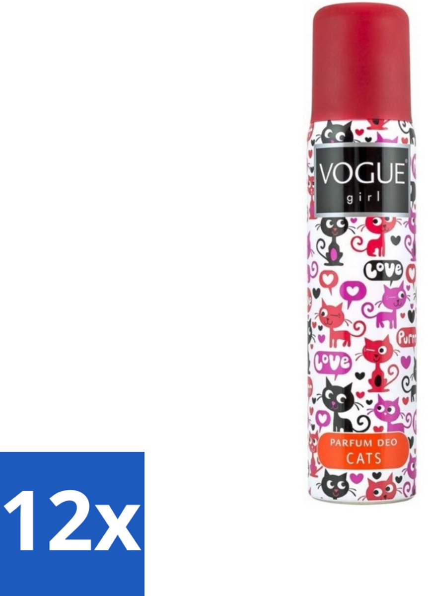 Vogue - Deodorant - Girl - Parfum Cats – 100 ml - Voordeelverpakking - 12 stuks