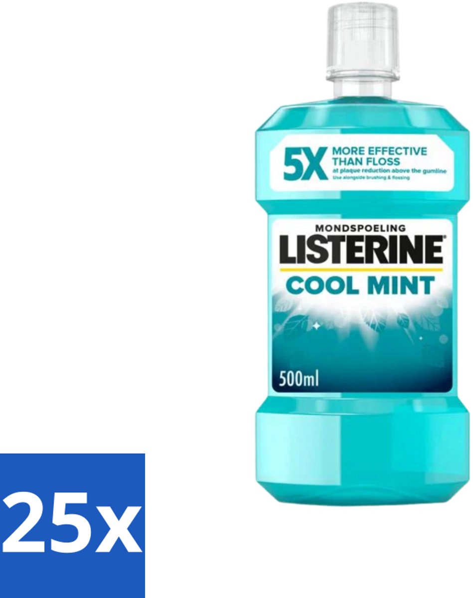 Listerine – Mondwater – Cool Mint – Verfrissende adem – 500 ml - Bulkverpakking - 25 stuks