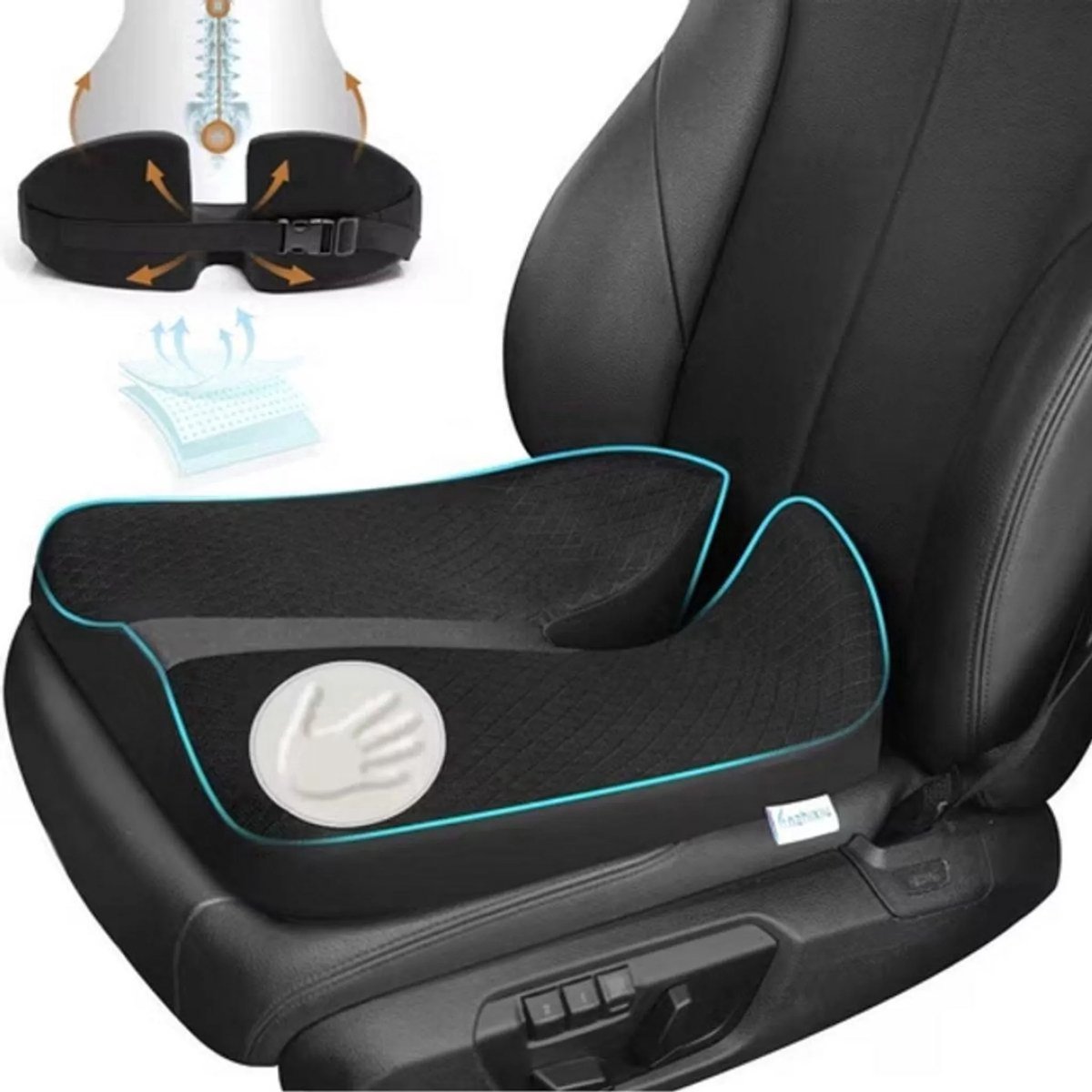 casalora® - Zitkussen ergonomisch - Zitkussen auto - Traagschuim - Zitkussen orthopedisch - Stuitkussen - Verhogen van truckstoelzitting voor beter zicht - voor Langdurig Rijden