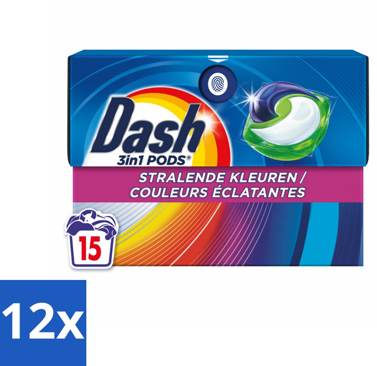 Dash – Wasmiddelcapsules – 3in1 Pods Stralende Kleuren – 15 capsules - Voordeelverpakking - 12 stuks