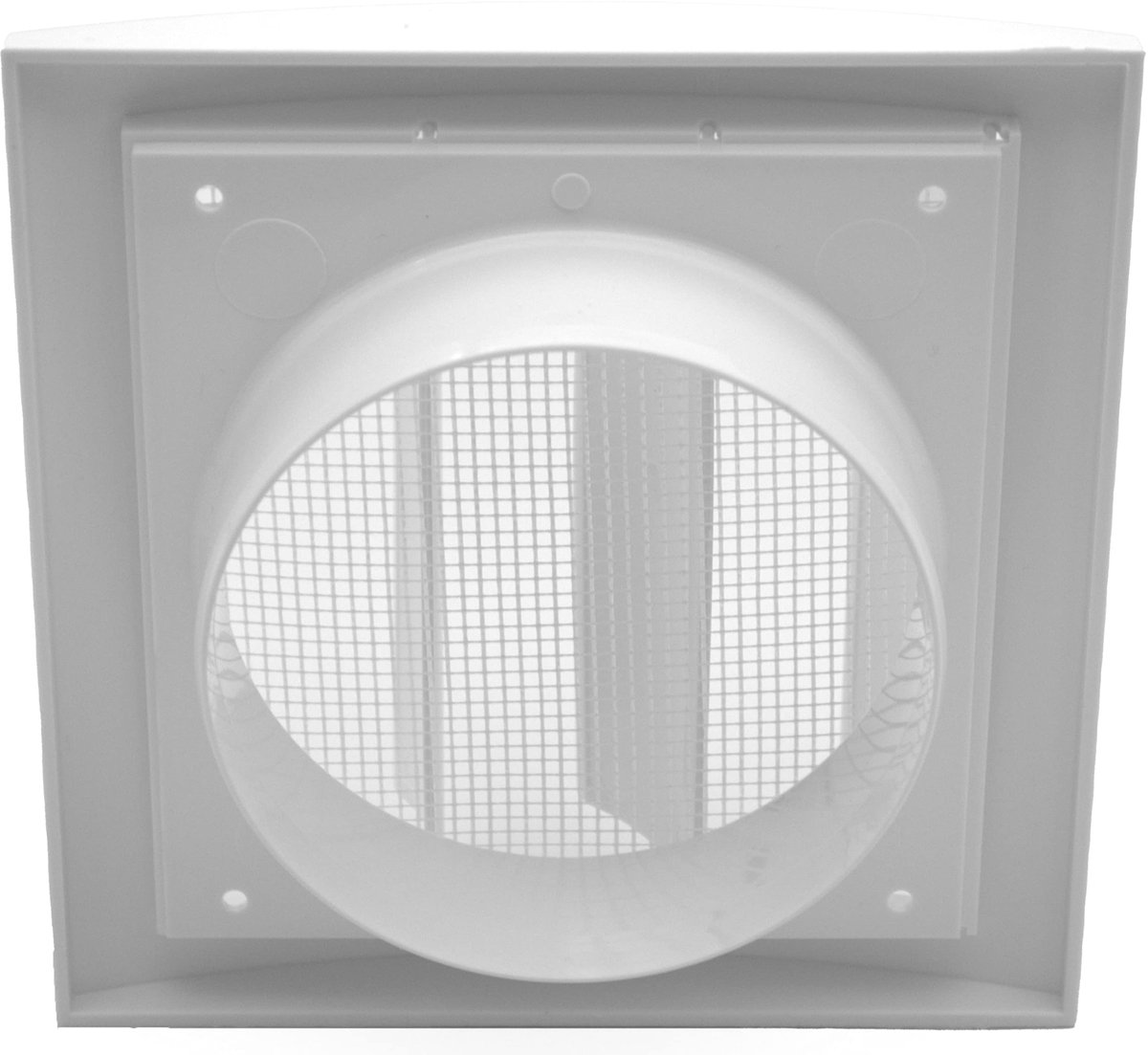 H&C VENT Ventilatierooster 100 mm Diameter 150 x 150 mm Witte uitlaatafdekking met bewegende lamellen en - ShopVlot