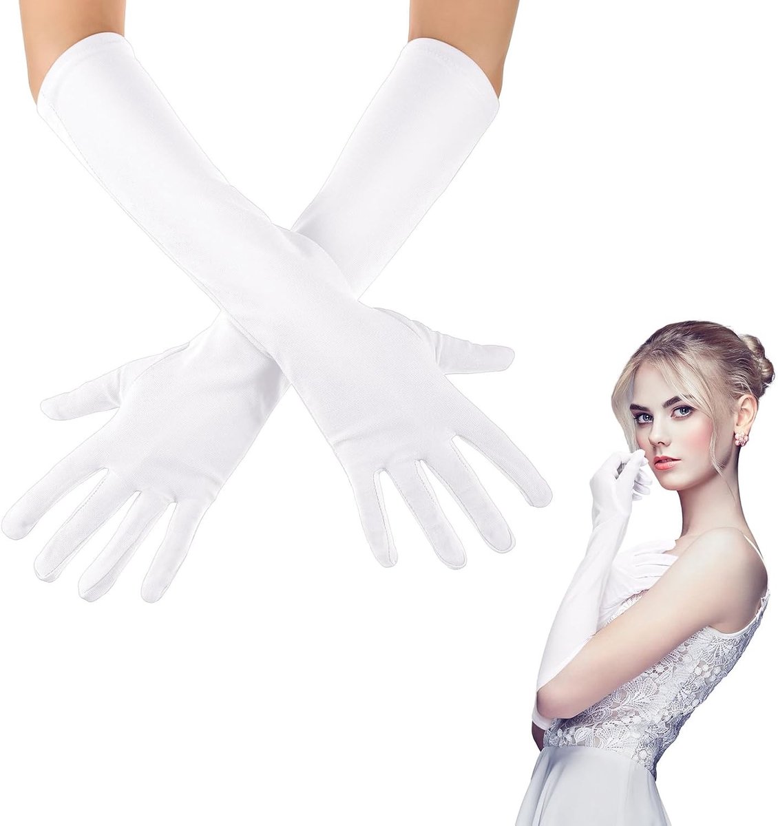 Elegante Lange Opera Ellebooglange Handschoenen van 16 Inch voor Feestjes, Bruiloften en Kostuums voor Mannen en Vrouwen