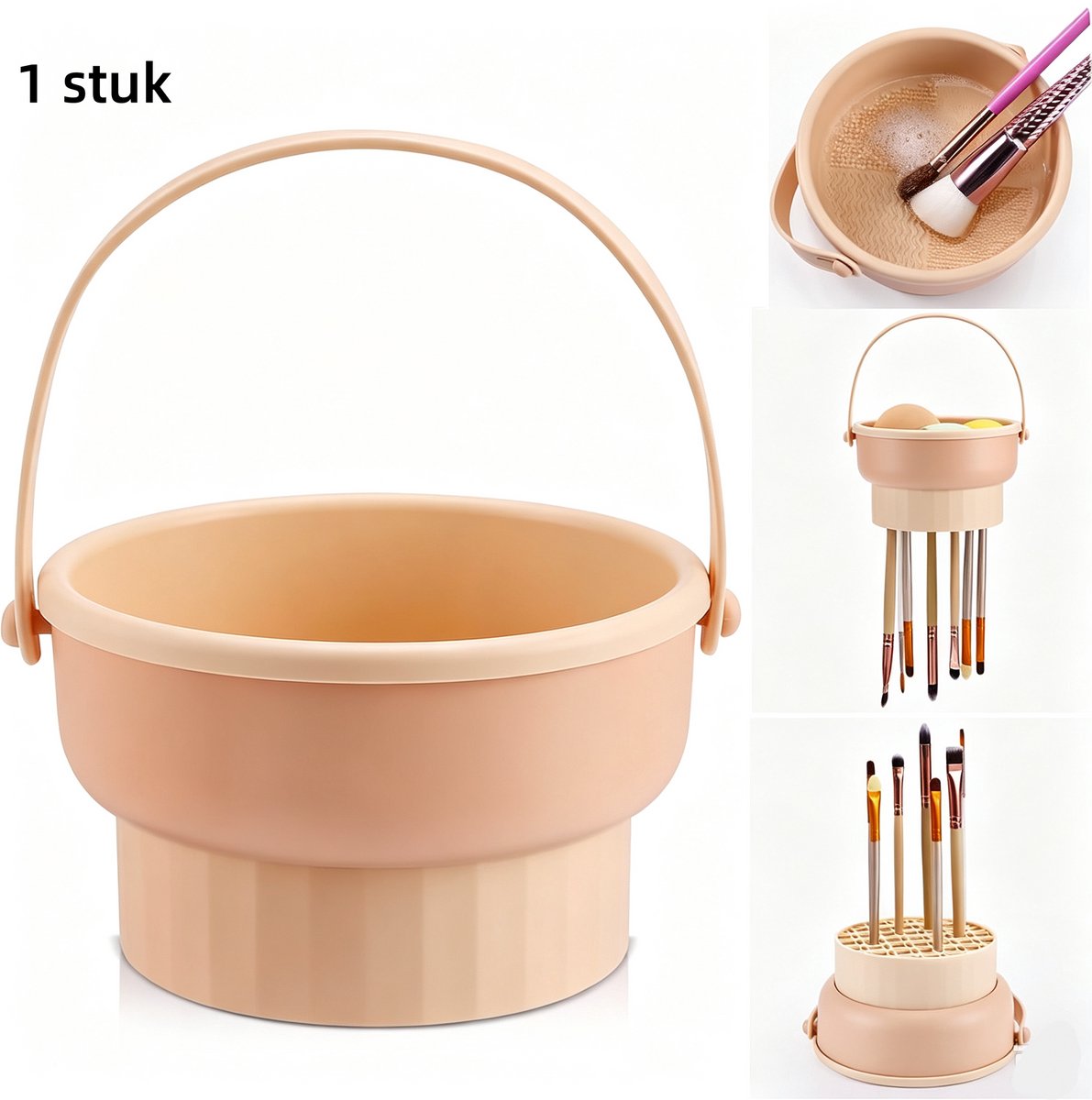 1 stuk-3 in 1 silicone make-up borstel schoonmaken schaal-make-up borstel schoonmaken mat-make-up borstel schoonmaken-geel