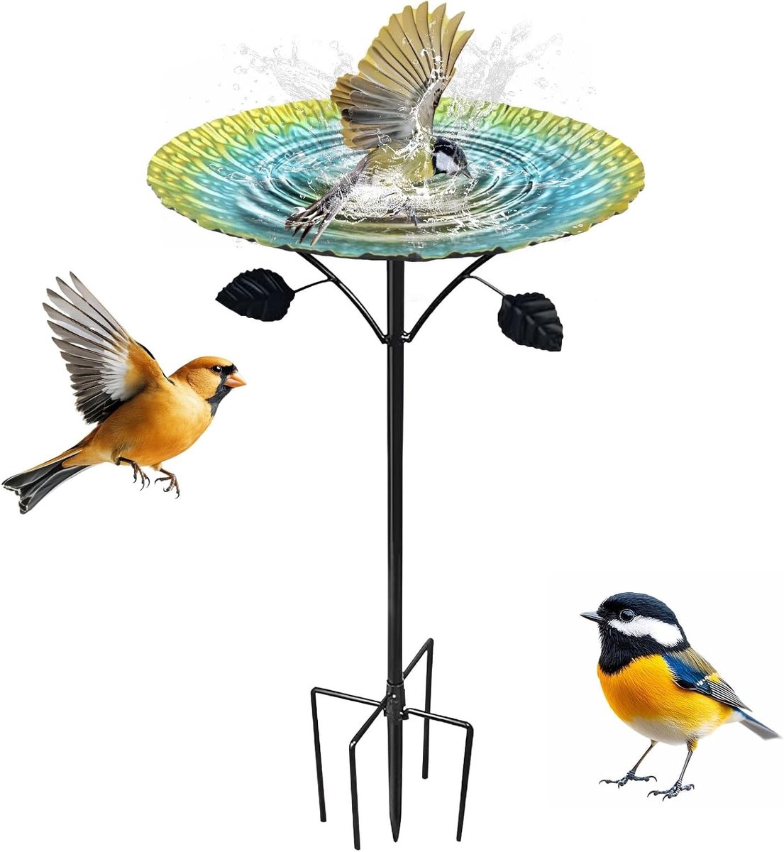 Stijlvolle Vogelbad van 24,5 cm voor de Tuin - Winterbestendig met Grondpen en Vintage Ontwerp