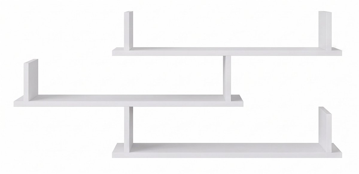 Selsey Kassi – Wandrek met 3 planken, wit, 119 cm