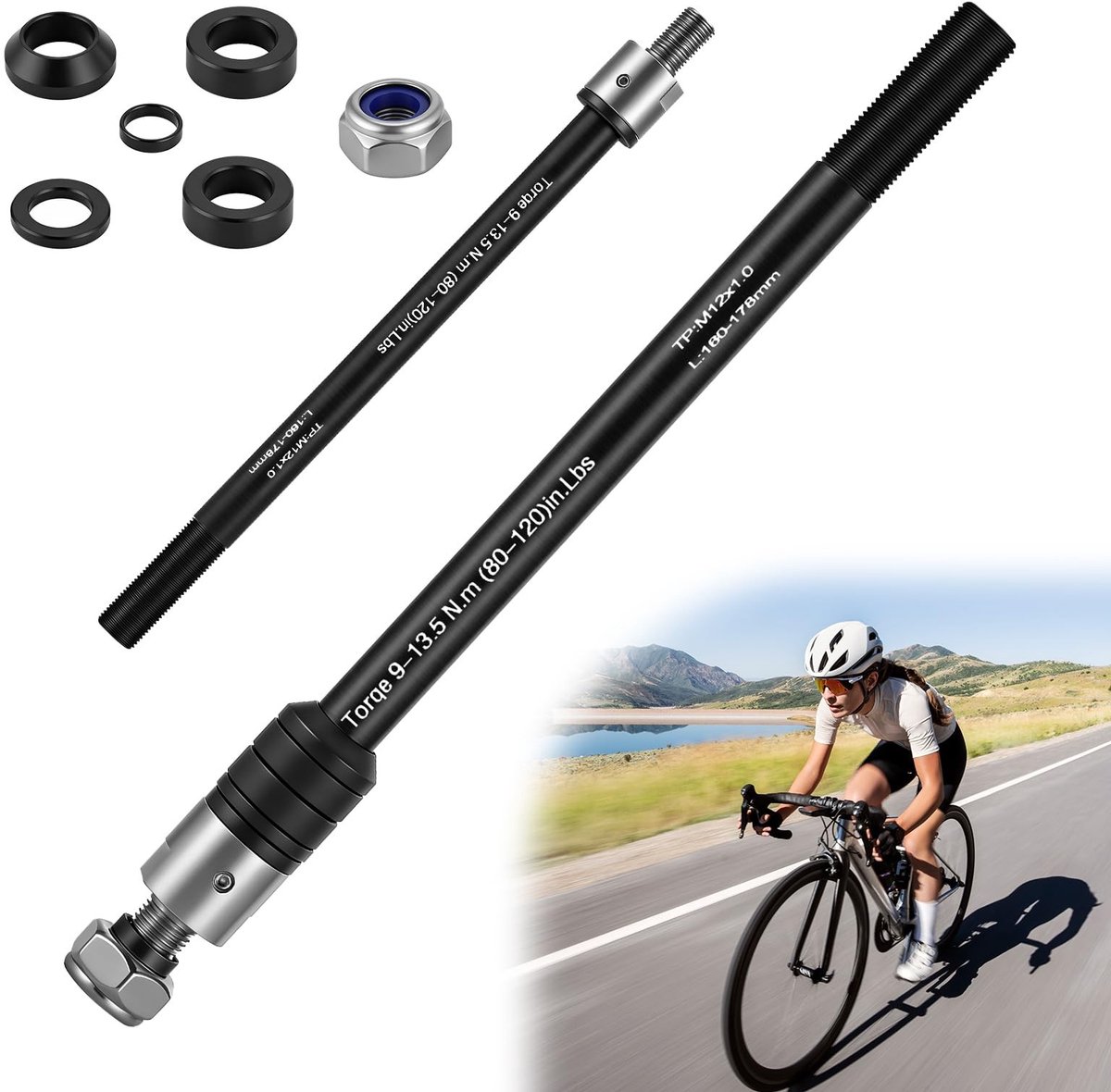 Elzusha- Fietskar Adapter Aluminiumlegering - Verstelbare Steekas - M12x1.0 - Anticorrosie - Hoge Stabiliteit - Eenvoudige Installatie - Asadapter