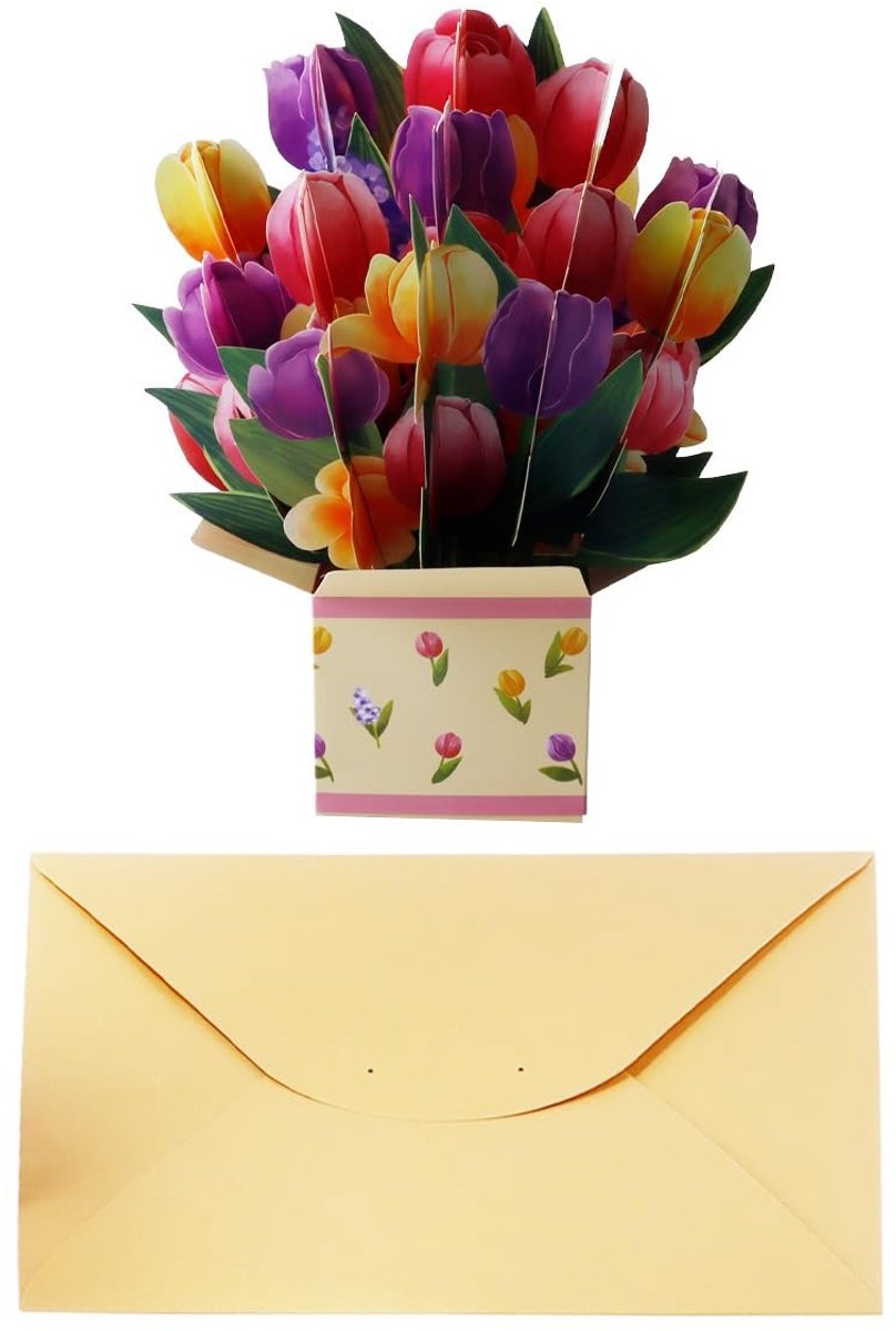 Elzusha - 3D Pop-up Kaart met Tulpenboeket