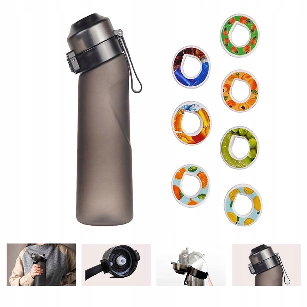 Merkloze Waterfles met Smaakcapsules - 650ml - 7 Stuks