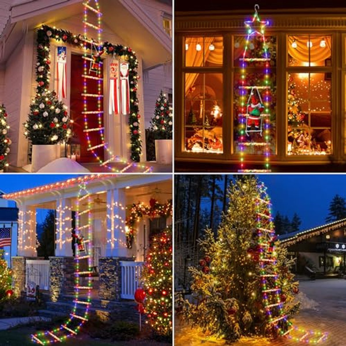 Kerstverlichting met Kerstman op ladder - 3,2 m 295 LEDs kerst lichtsnoer met 8 modi, USB aangedreven met afstandsbediening - LED klimmende Kerstman Kerstversiering voor buiten, binnen, raam, balkon, kerstboom decoratie – foto 7