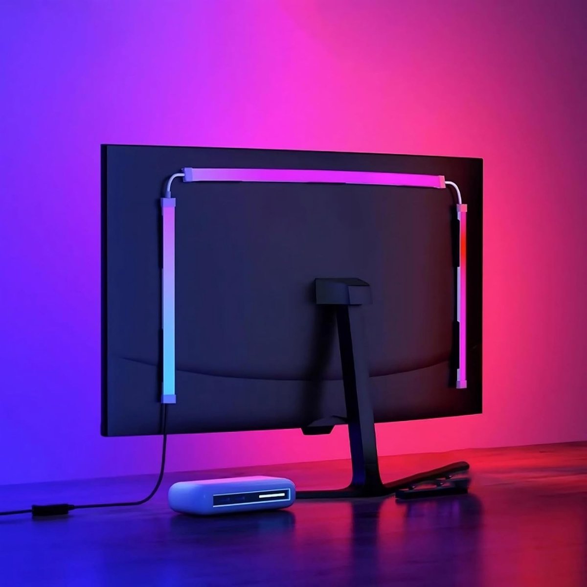 LED Strip Licht voor Computer Monitor, RGB Achtergrondverlichting voor 32 Inch Scherm, Kleurherkenning en Multi-Modus met 16 Miljoen Kleuren, USB Aansluiting