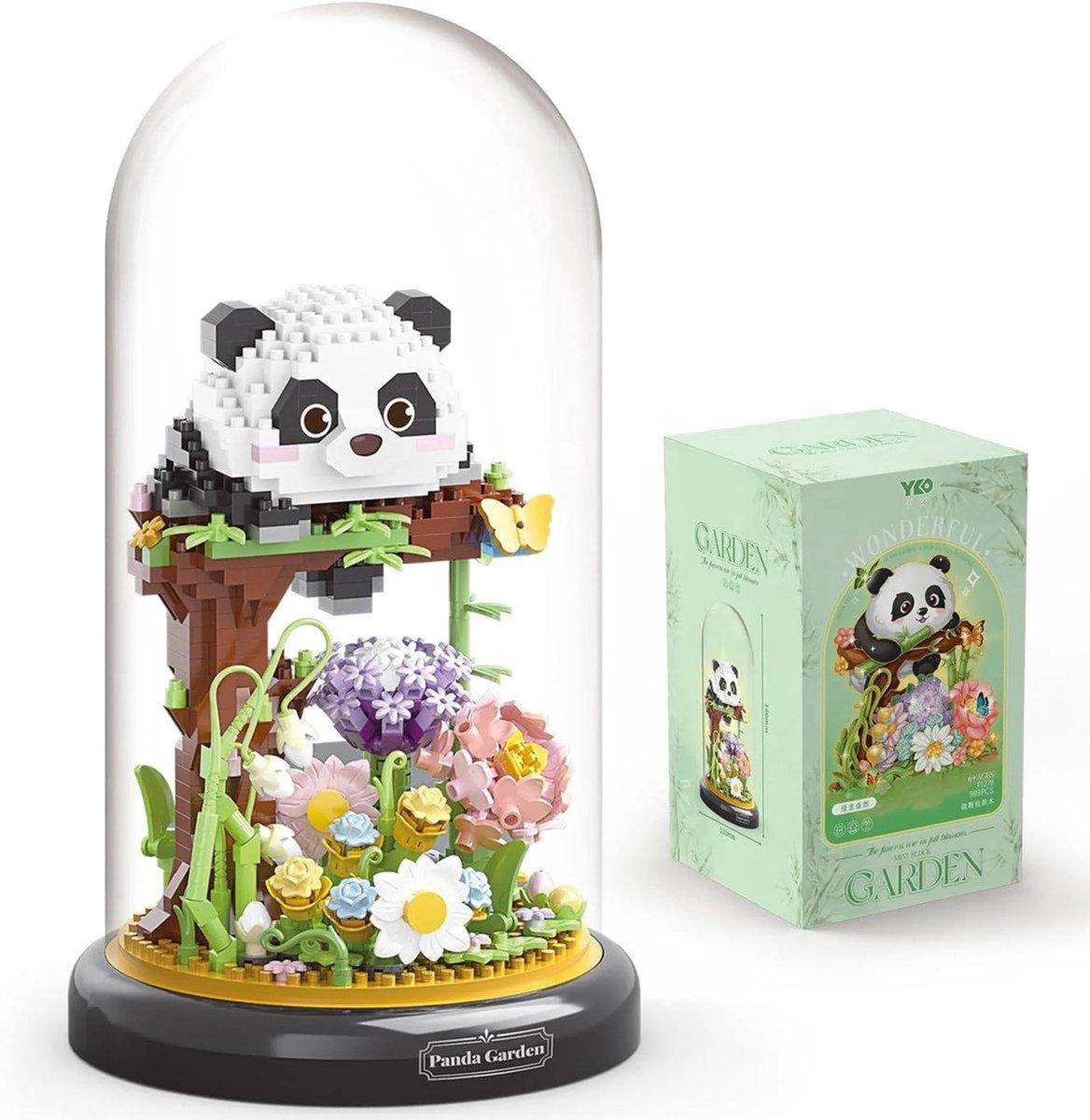 casalora - Kunstbloemen Boeket - Bloemenboeket in Stolp - Bouwsets Volwassenen - Dierentuin Serie Collection - Botanical Bloemen - Bouwsets - Niet geschikt voor LEGO - Panda - Decoratie voor Huis, Cadeau, Kerst, Oudjaar, Nieuwjaar