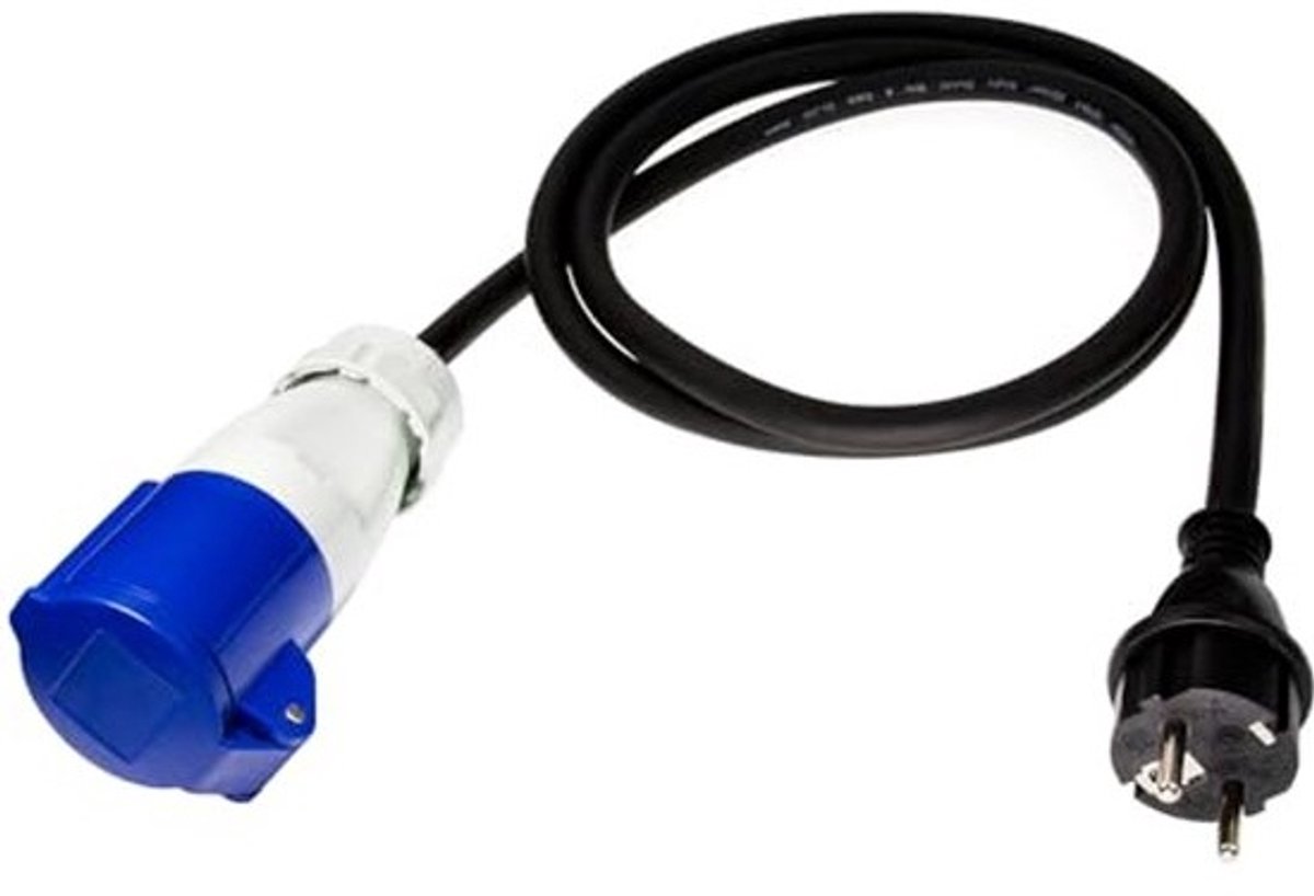 CEE-adapter Schuko stekker naar CEE-koppeling - 1,5 m campingkabel IP44 - H07RN-F 3G2,5