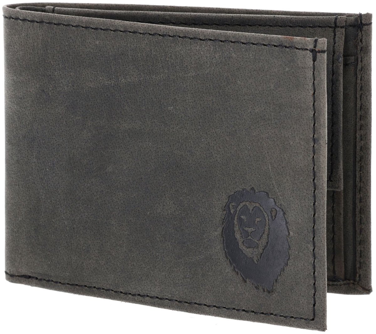 oxmox Leren portemonnee Leather RFID Protect Pocketbörse Freedom Lion Embossed Vintage Black zwart