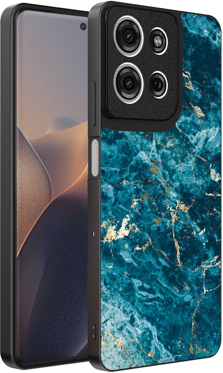 Geschikt voor Motorola Edge 60 Fusion Telefoonhoesje met marmer opdruk - TPU backcover case blue marble design - Blauw - Smartphonica geschikt voor Motorola Edge 60 Fusion