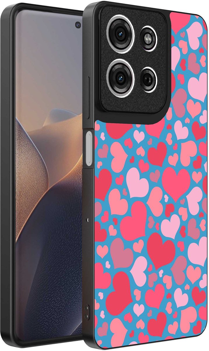 Geschikt voor Motorola Edge 60 Fusion Telefoonhoesje met Hartjes Print - Hearts Design TPU Backcover Case - Kinder Hoesje met Hartjes Design - Smartphonica geschikt voor Motorola Edge 60 Fusion