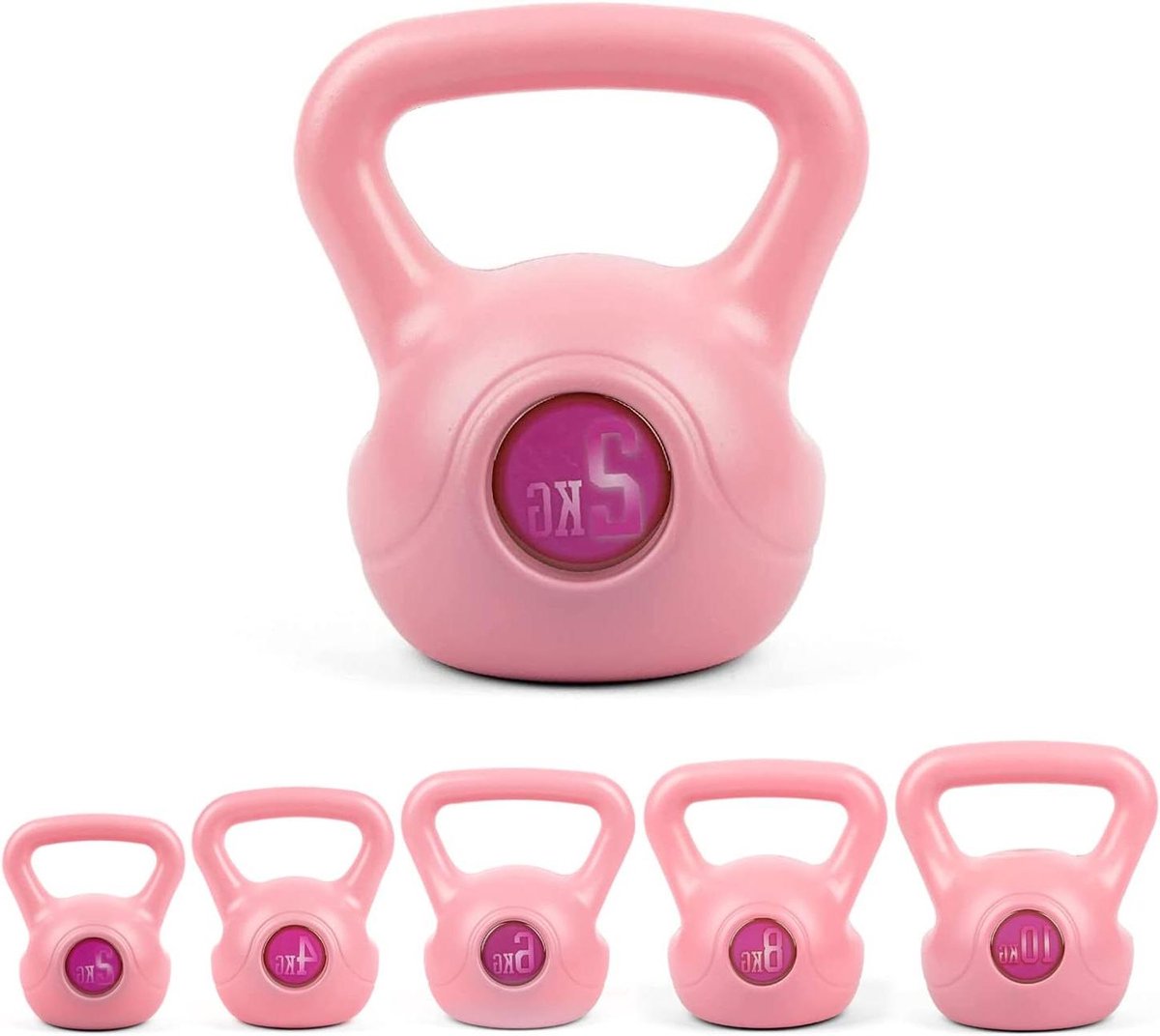 Kettlebell Vinyl - Fitness Gewicht - Krachttraining Thuissport - Ergonomische Grip - 2 kg - Roze