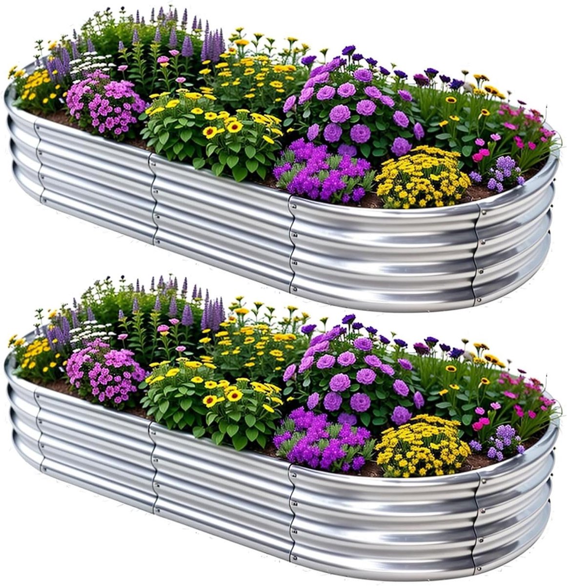 Verhoogde Bedden - Kweekbak Set - Planten Kweken - Gegalvaniseerd Metaal - 180x90x29 CM - Metaal