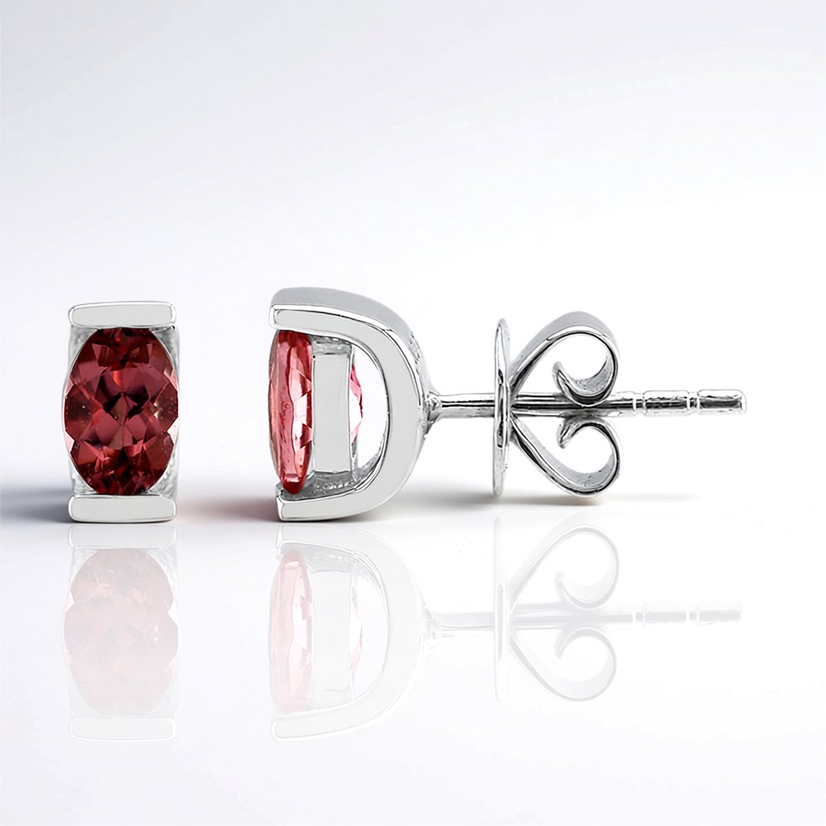 Cavill - Ovale Braziliaanse Roze Toermalijn 0,765 ct - 925 Sterling Zilver Palladium - Elegante Damesoorbellen - Hypoallergeen & Comfortabel