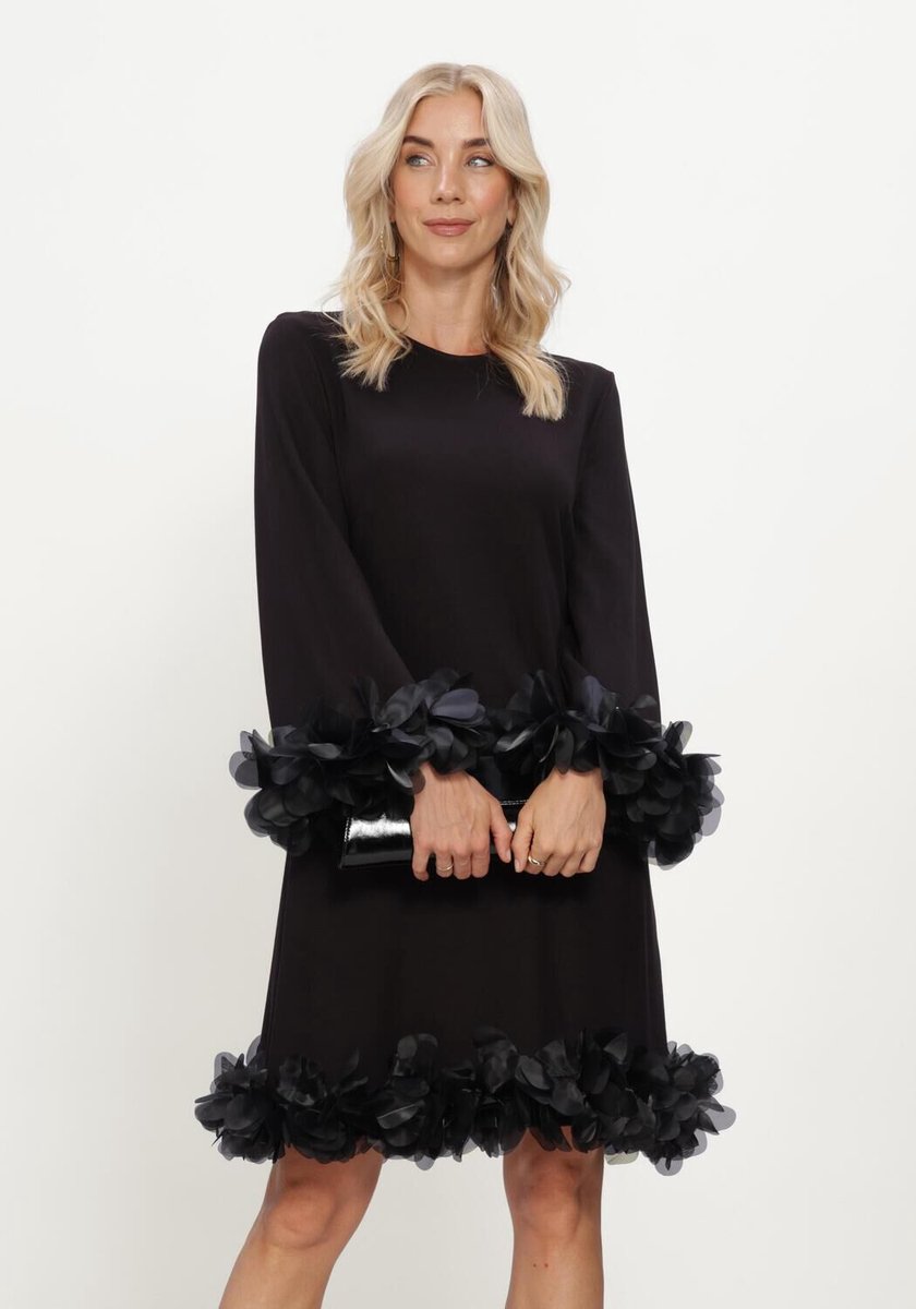 Ana Alcazar Dress Flowers Dames - Jurk - Zwart - Maat 42