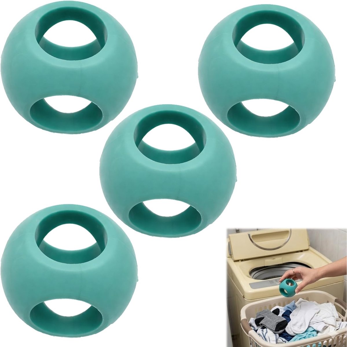 Limescale Wasballen 4 stuks, 6 cm - Magnetische schoonloopbal voor waterontharding, wasmachine onderhoud en herbruikbare afwasmiddel (blauw)