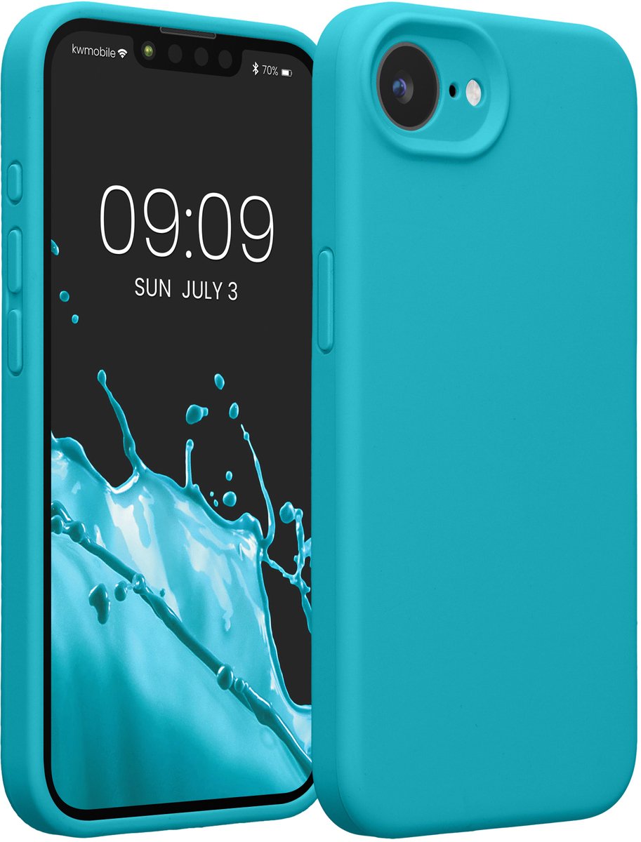 kwmobile telefoonhoesje geschikt voor Apple iPhone 17e / iPhone 16e - TPU backcover met siliconen coating - Smartphone case in ijsblauw