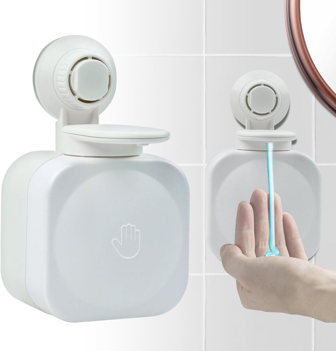 Handmatige Zeepdispenser voor Wandmontage met Zuignap - Ideaal voor Douchegel, Shampoo en Keuken - Geen Boren Nodig, Geschikt voor Badkamer en Toilet
